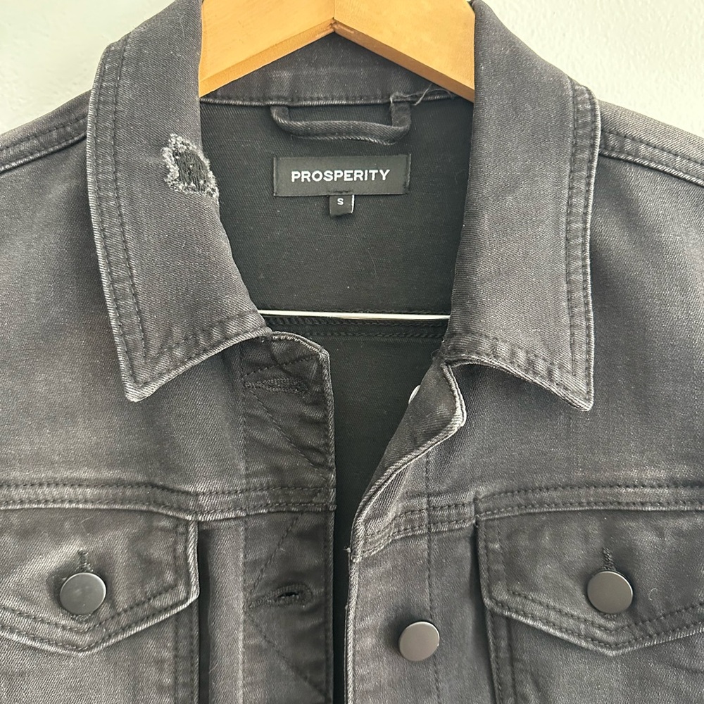 Modern Black Denim Jacket for Women - Picture 2 of 4